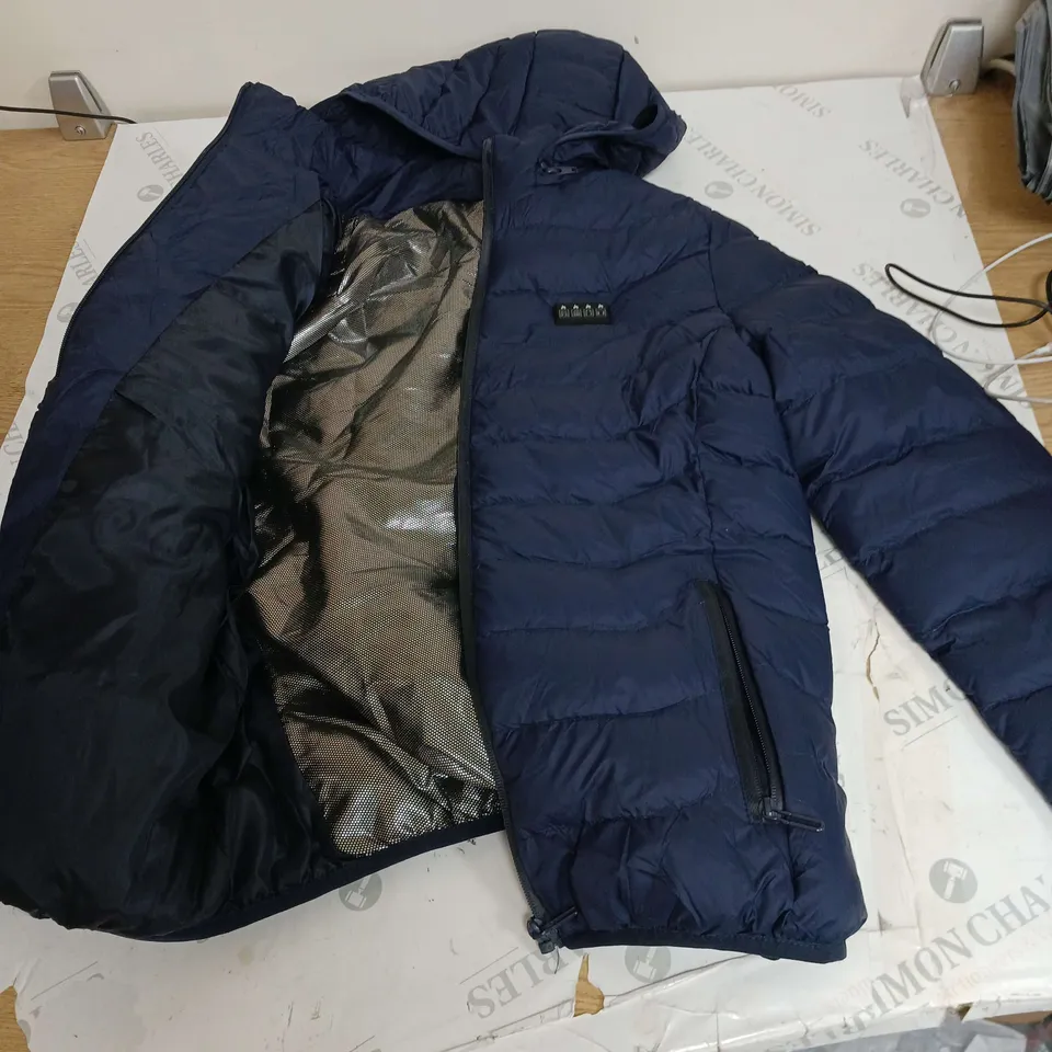 CHILDS HEATED PUFFA JACKET NAVY SIZE M