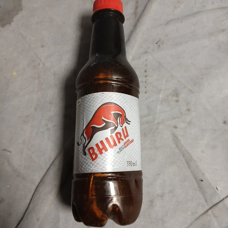 BOX OF APPROXIMATELY 10 ASSORTED FOOD ITEMS INCLUDING BHURU GINGER DRINK , EAST END MUSTARD SEEDS AND FANTA FRUIT TWIST