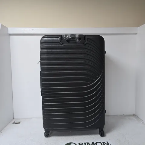 BLACK HARD-SHELL ROLLING SUITCASE WITH 360° SPINNER WHEELS