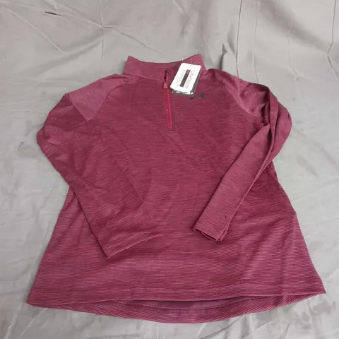 UNDER ARMOUR YOUTH TECH TEXTURED 1/2 ZIP TOP IN BURGUNDY SIZE M