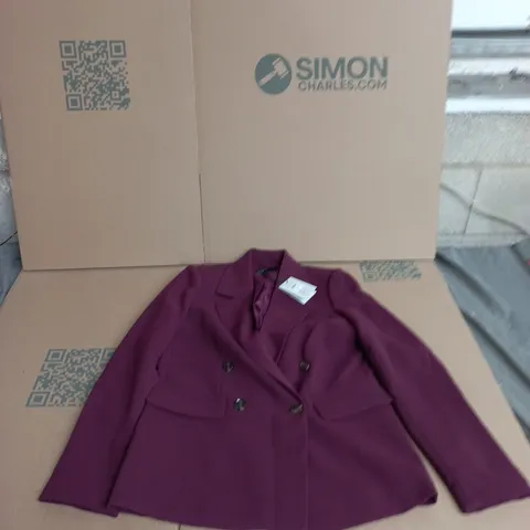 NOBODY'S CHILD WOMEN'S PURPLE DOUBLE-BREASTED BLAZER – UK 6 (EU 34, USA 2)