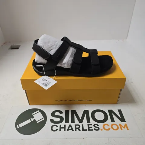 BOXED PAIR OF STRIVE CASSIS SANDALS IN BLACK - UK 6