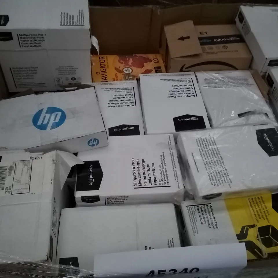 PALLET OF ASSORTED A4 PAPER PACKS BY BRANDS INCLUDING HP, AMAZON, D-CONNECT, NAVIGATOR, XEROX