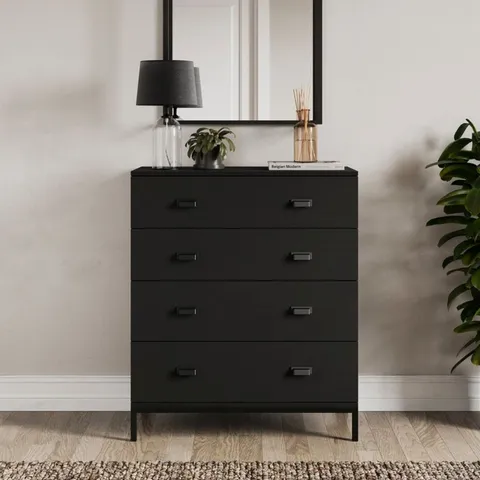 BOXED FULTON 4 DRAWER CHEST - BLACK (2 BOXES)