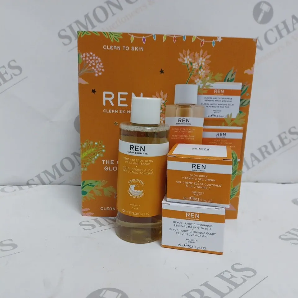 BOXED REN CLEAN SKINCARE THE GIFT OF GLOW TRIO SET 