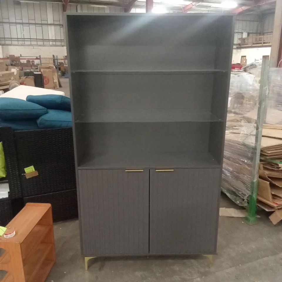 DESIGNER 2-DOOR DISPLAY CABINET - GREY