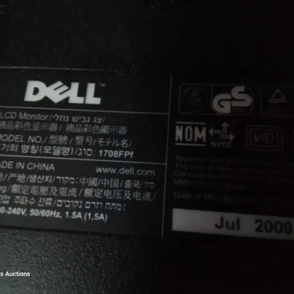 DELL LED DESK TOP MONITOR WITH STAND Model 1708FPI