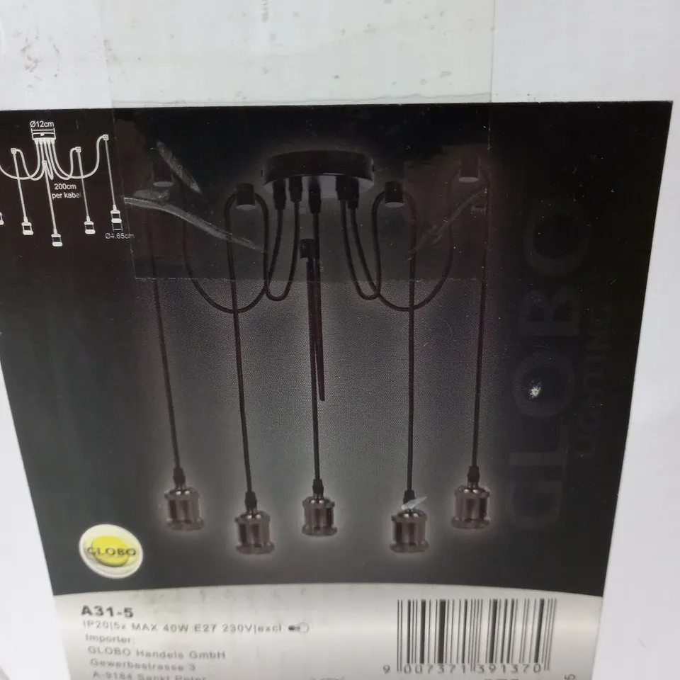 BOXED GLOBO OLIVER 5 LIGHT CEILING PENDANT BLACK