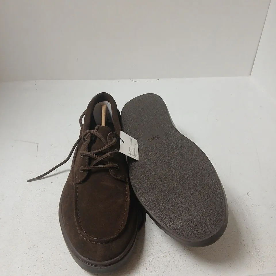 ZARA BROWN SUEDE BOAT SHOES – UK 13 (EU 47)