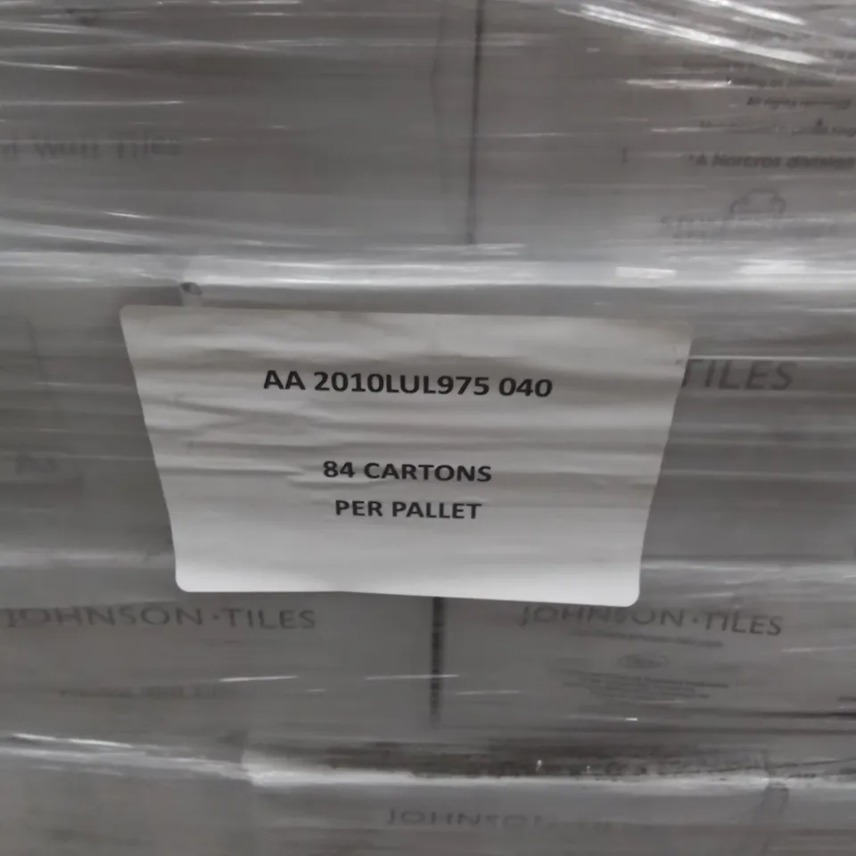 PALLET TO CONTAIN APPROX. 84 X PACKS OF BRAND NEW JOHNSON GLAZED WALL TILES IN CREAM - 40 TILES PER BOX // TILE SIZE: 197 X 97 X 8mm
