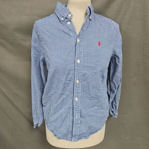RALPH LAUREN BUTTON DOWN SHIRT IN BLUE CHECK SIZE L