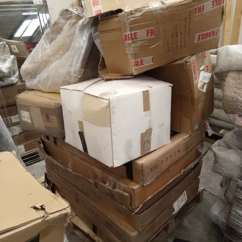 PALLET OF ASSORTED INCOMPLETE DESIGNER FURNITURE PARTS AND PIECES