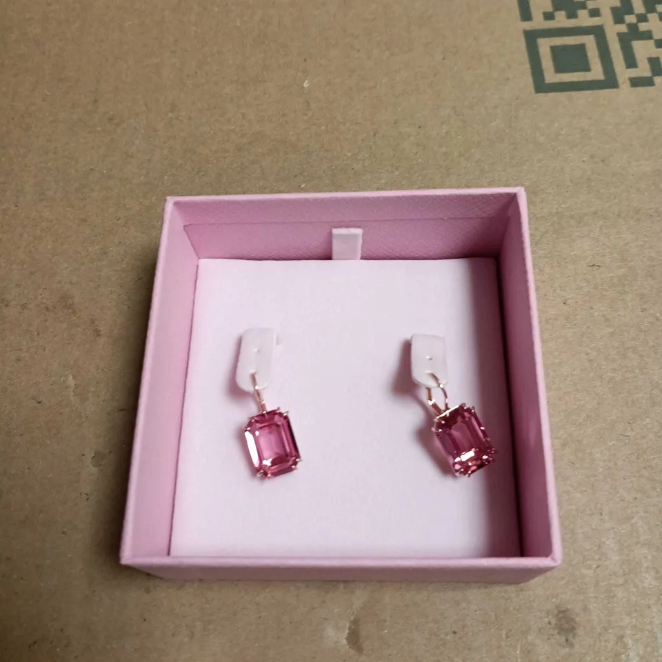 SWAROVSKI PINK CRYSTAL DROP EARRINGS – PAIR IN PINK PRESENTATION BOX