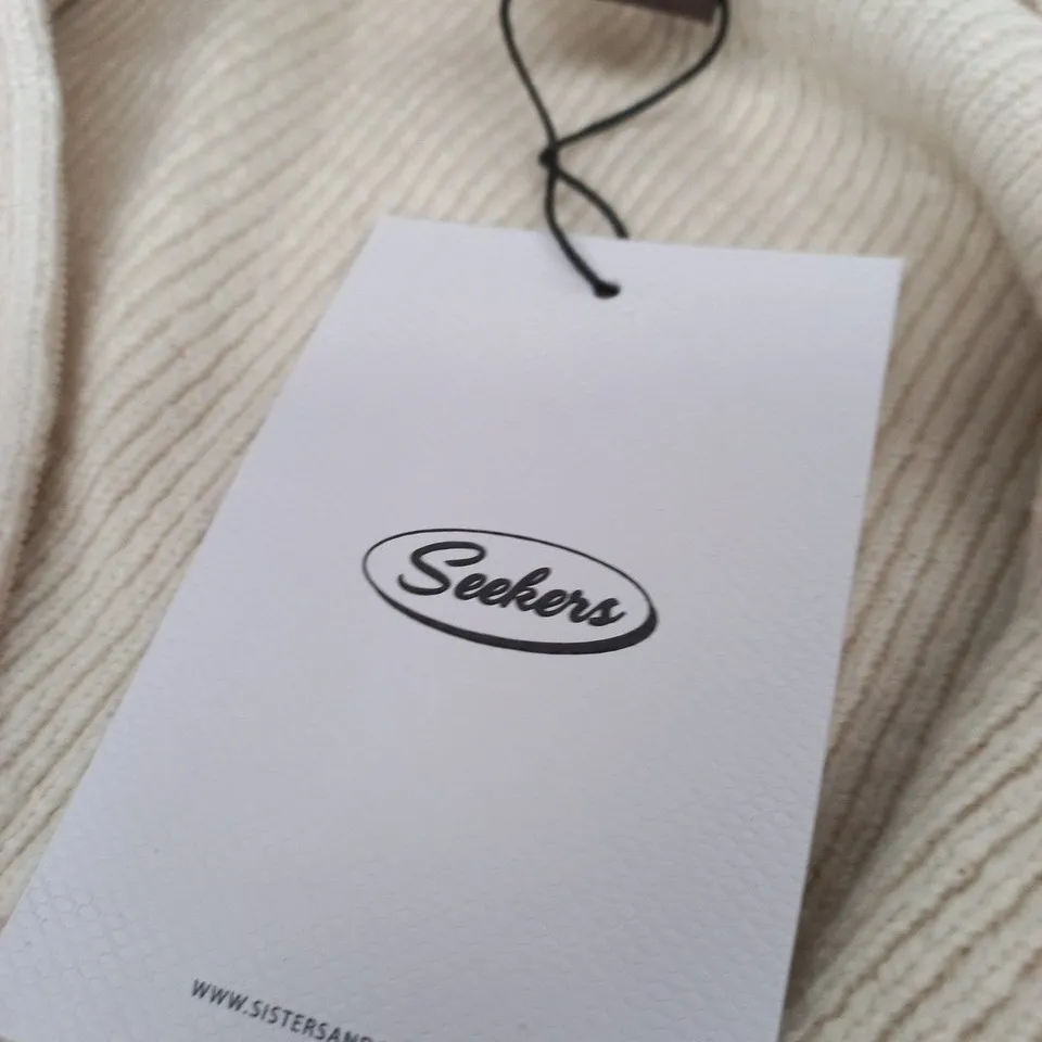 SEEKER'S CREAM RIBBED KNIT CARDIGAN (SEEKER'S TAG ATTACHED) – WOMEN'S KNITWEAR