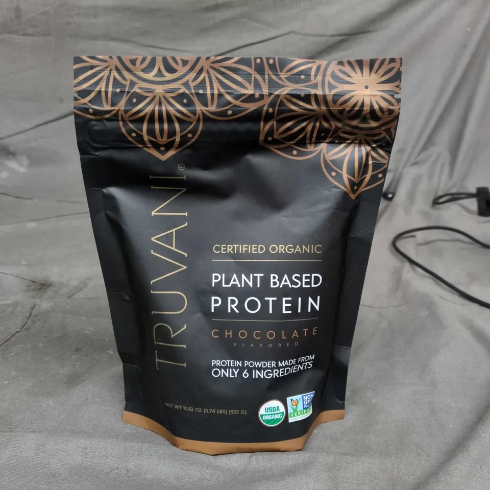 TRUVANI PLANT-BASED PROTEIN POWDER – CHOCOLATE, CERTIFIED ORGANIC, 335 G (11.6 OZ)