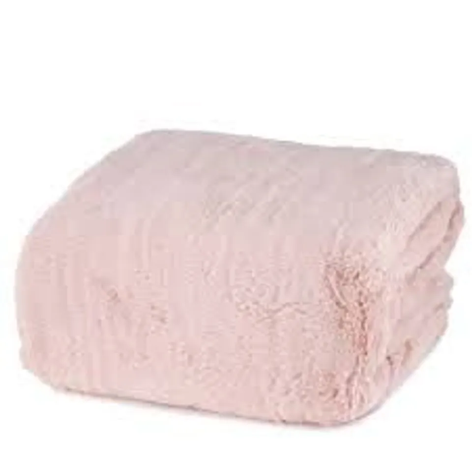 COZEE HOME FAMILY SIZED FAUX FUR & VELVETSOFT HEATEDTHROW W/ 9 HEAT SETTINGS IN PINK