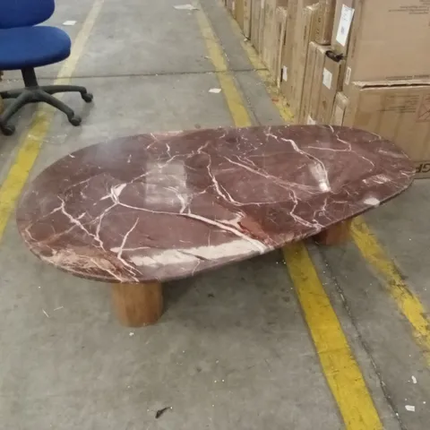 PONDUS COFFEE TABLE, REAL CHERRY MARBLE AND MANGO WOOD