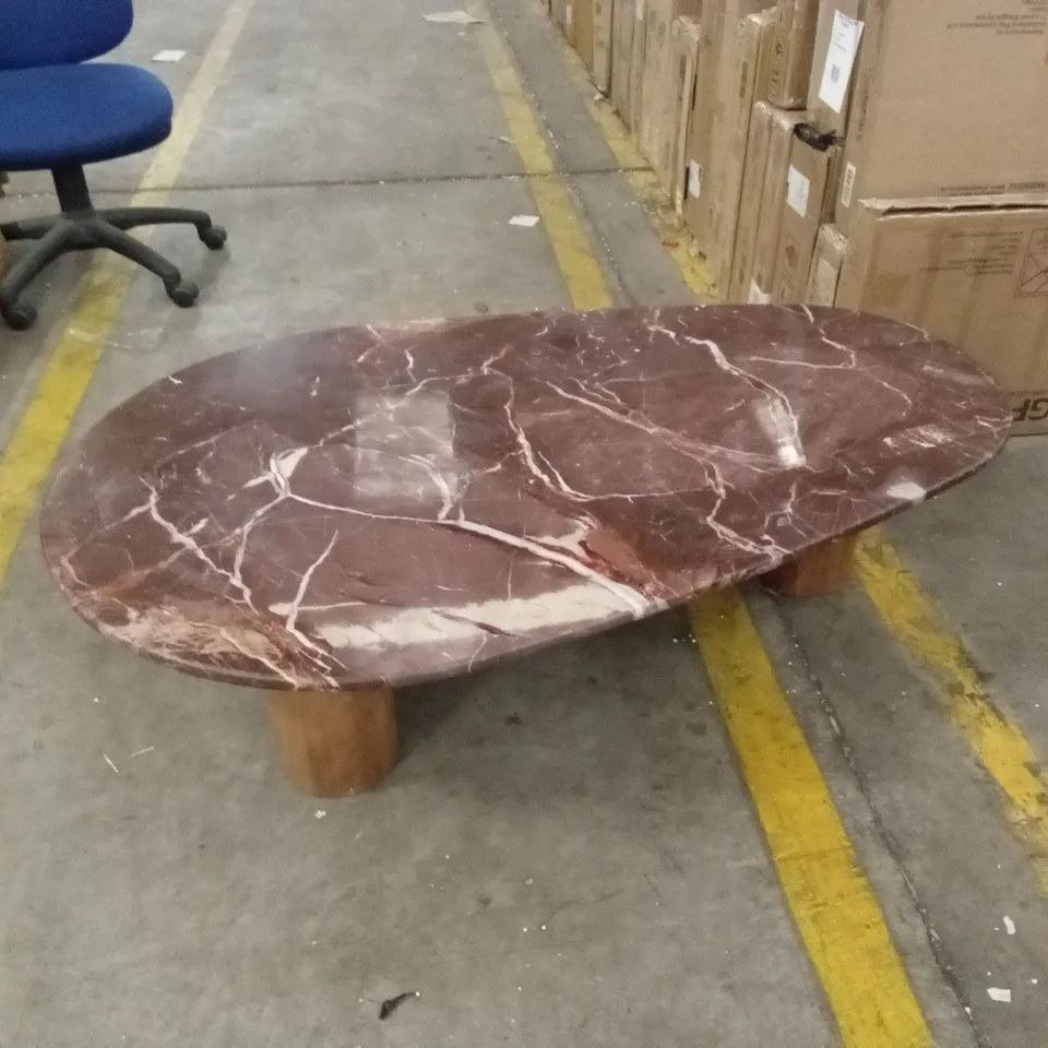 PONDUS COFFEE TABLE, REAL CHERRY MARBLE AND MANGO WOOD