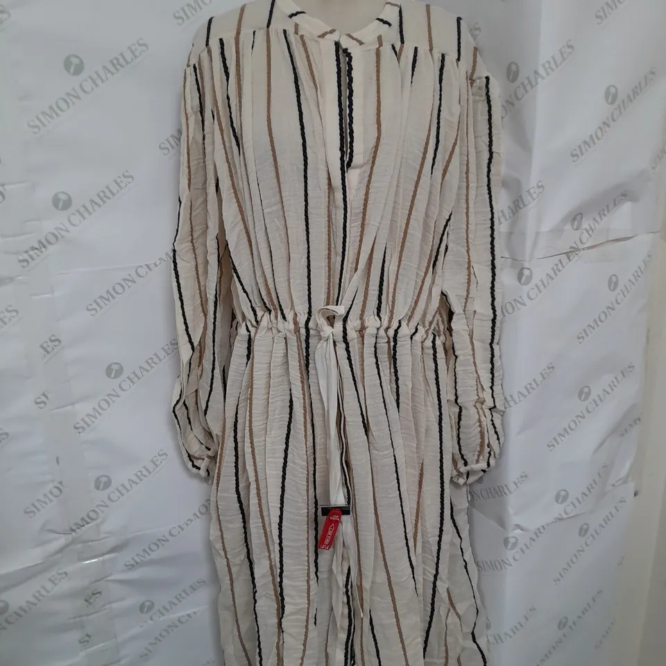 THREE GRACES ROPED COTTON JULIENNE MIDI DRESS IN SENNEN STRIPE SIZE 14