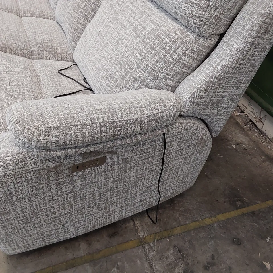 QUALITY BRITISH DESIGNER G PLAN KINGSBURY POWER RECLINING THREE SEATER SOFA SHORE SLATE FABRIC 