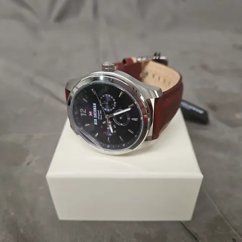 BEN SHERMAN ORIGINAL WRISTWATCH – BLACK DIAL, BROWN LEATHER STRAP