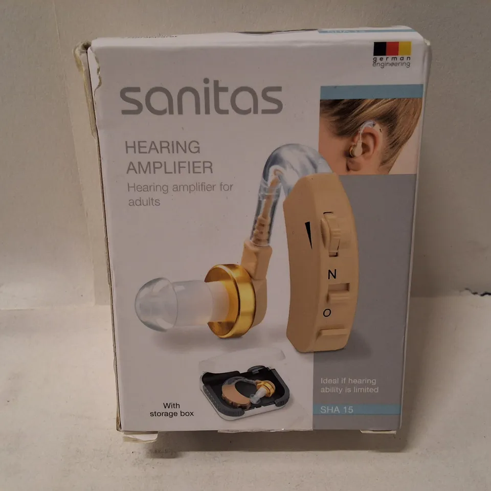 SANITAS HEARING AMPLIFIER FOR ADULTS – WITH STORAGE BOX
