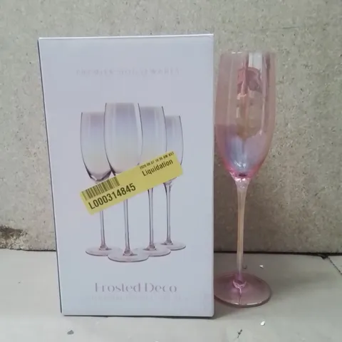 BOXED FROSTED DECO BODI 250ML CHAMPAGNE GLASSES APPROXIMATELY 4