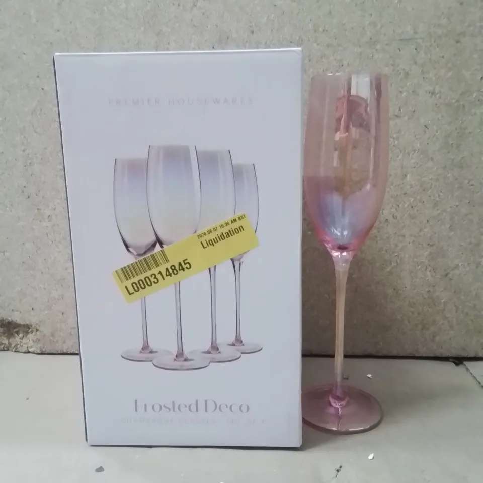 BOXED FROSTED DECO BODI 250ML CHAMPAGNE GLASSES APPROXIMATELY 4