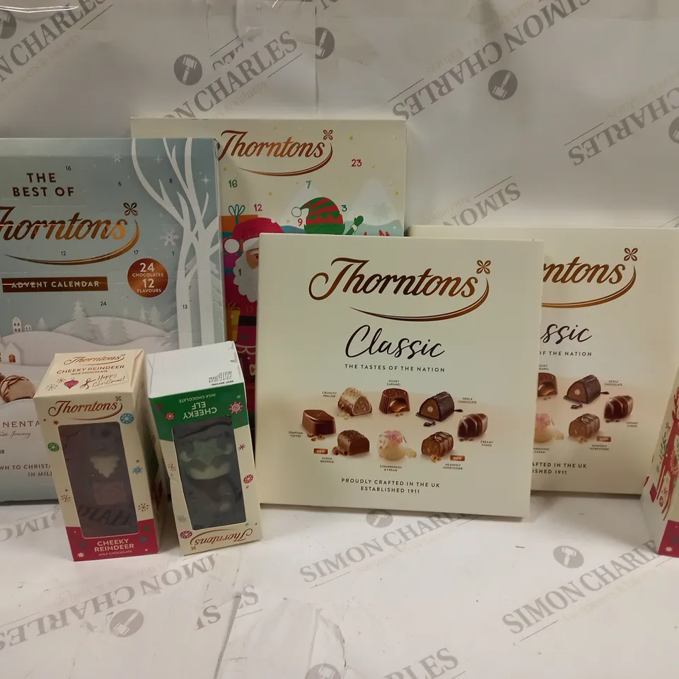 THORNTONS GIFT SET TO INCLUDE THORNTONS CLASSIC, BEST OF ADVENT CALENDAR, CHERRY REINDEER, ETC