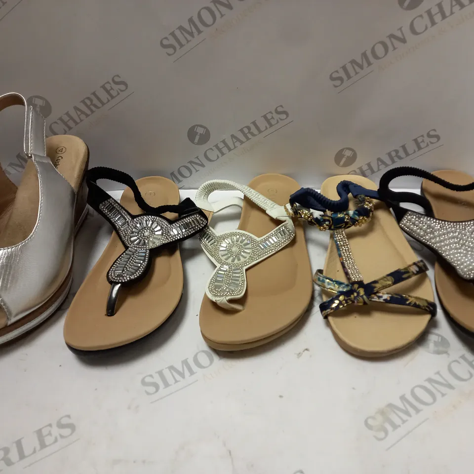 BOX OF APPROX 5 ASSORTED PAIRS OF SHOES IN VARIOUS STYLES AND SIZES 