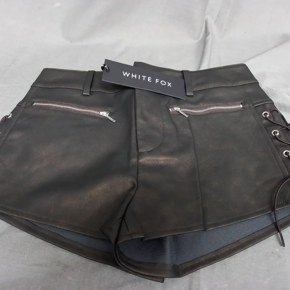 WHITE FOX IN THE AIR PU SHORTS - SMALL
