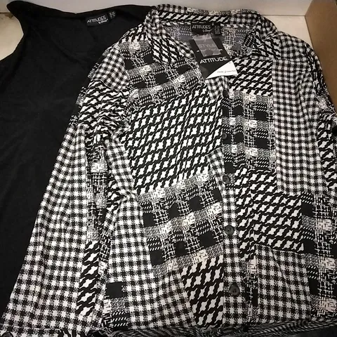 BOX OF 5 ATTITUDES BY RENEE BLACK HERRING BONE 2PCS LONG SHIRT SET