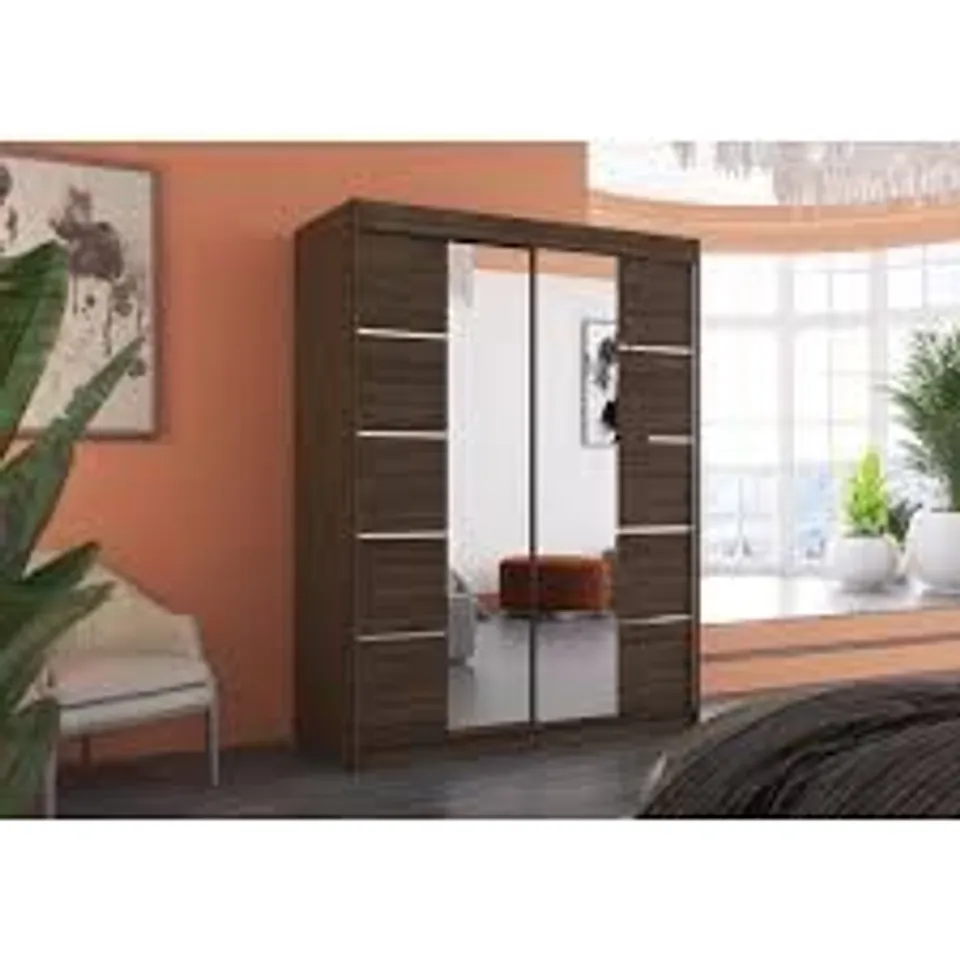 BOXED CEDRO 2 DOOR SLIDING WARDROBE - BROWN (2 BOXES)