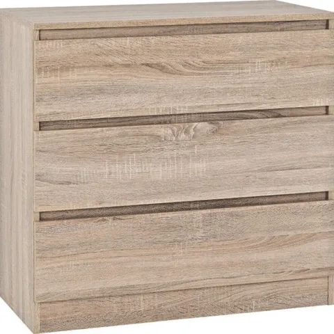 BOXED MALVERN 3 DRAWER CHEST - SONOMA OAK EFFECT (1 BOX)