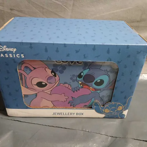 DISNEY CLASSICS JEWELLERY BOX – WINDOWED DISPLAY BOX WITH STITCH & ANGEL ARTWORK