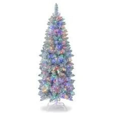 BOXED COSTWAY PRE LIT MULTICOLOUR SLIM PENCIL LED ARTIFICIAL CHRISTMAS TREE 5FT