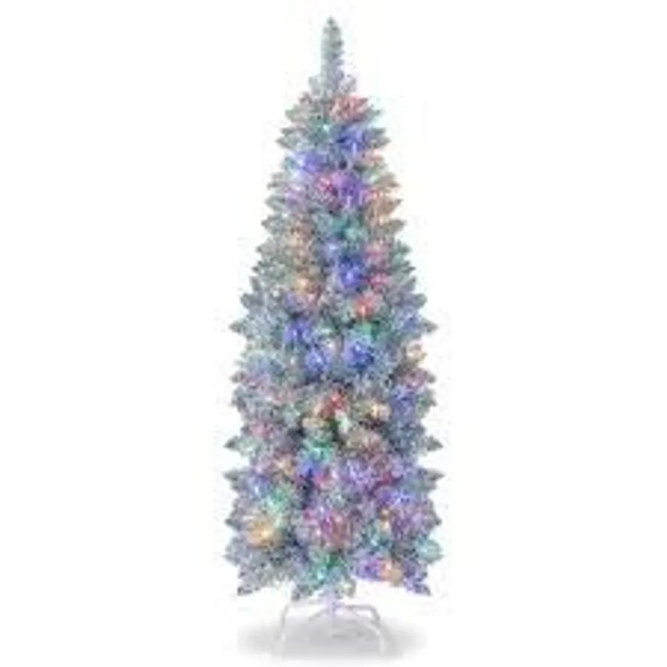 BOXED COSTWAY PRE LIT MULTICOLOUR SLIM PENCIL LED ARTIFICIAL CHRISTMAS TREE 5FT