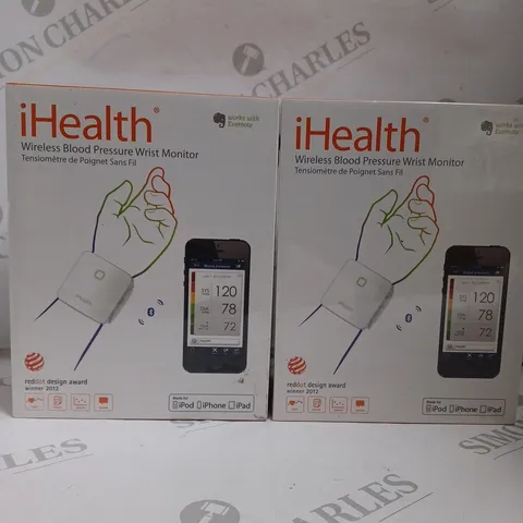 2 X BOXED SEALED IHEALTH WIRELESS BLOOD PRESSURE WRIST MONITORS