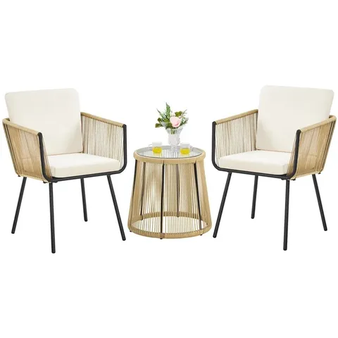 BOXED YAHEETECH 3-PIECE POLY RATTAN BISTRO SET BISTRO TABLE WITH 2 CHAIRS