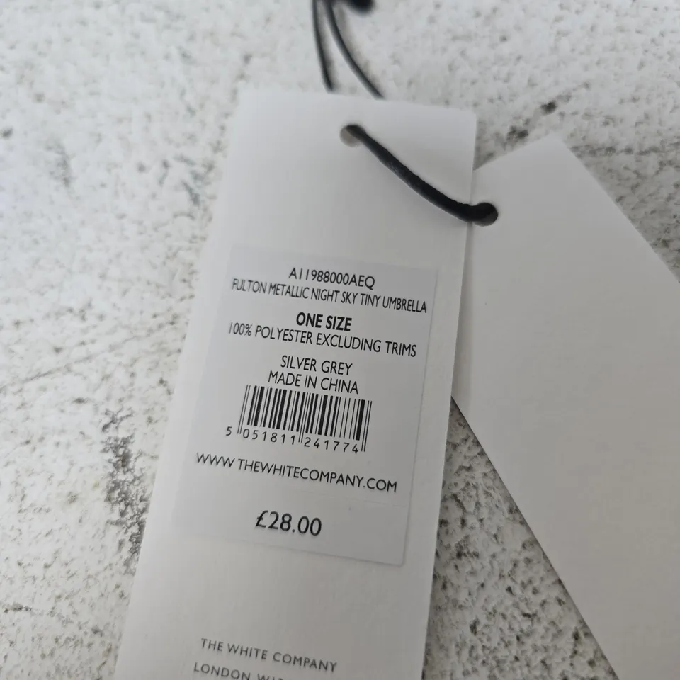 THE WHITE COMPANY FULTON METALLIC NIGHT SKY TINY UMBRELLA – SILVER GREY