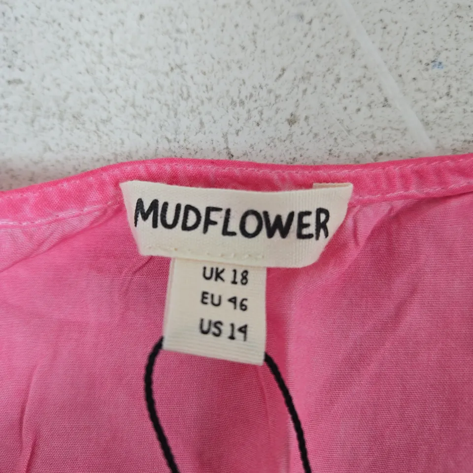 MUDFLOWER PINK EMBROIDERED TUNIC TOP, UK 18 (EU 46, US 14)