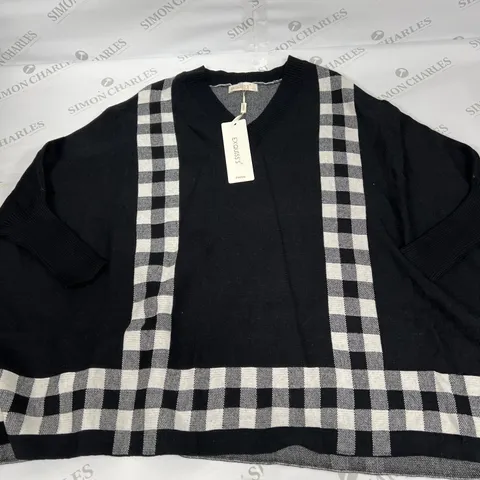 EXQUISSES PARIS V NECK SWEATER IN BLACK AND CHECK SIZE UNSPECIFIED