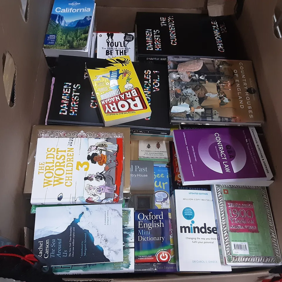 CAGE OF ASSORTED BOOKS TO INCLUDE TITLES BY SALLY ROONEY, COLLEEN HOOVER, NEIL GAIMAN, TAYLOR JENKINS REID, KAREN M. MCMANUS, EMILY HENRY