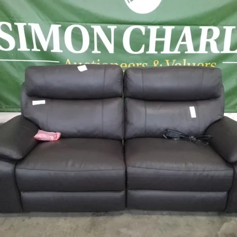 QUALITY ITALIAN DESIGNER PATRIZIO 3 SEATER 2PCS ELECTRIC RECLINER SOFA - DARK BROWN LEATHER