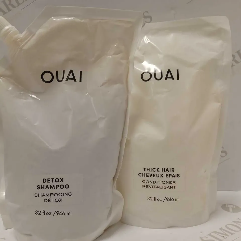 LOT OF 2 OUAI PRODUCTS TO INCLUDE DETOX SHAMPOO 946ML & CONDITIONER 946ML