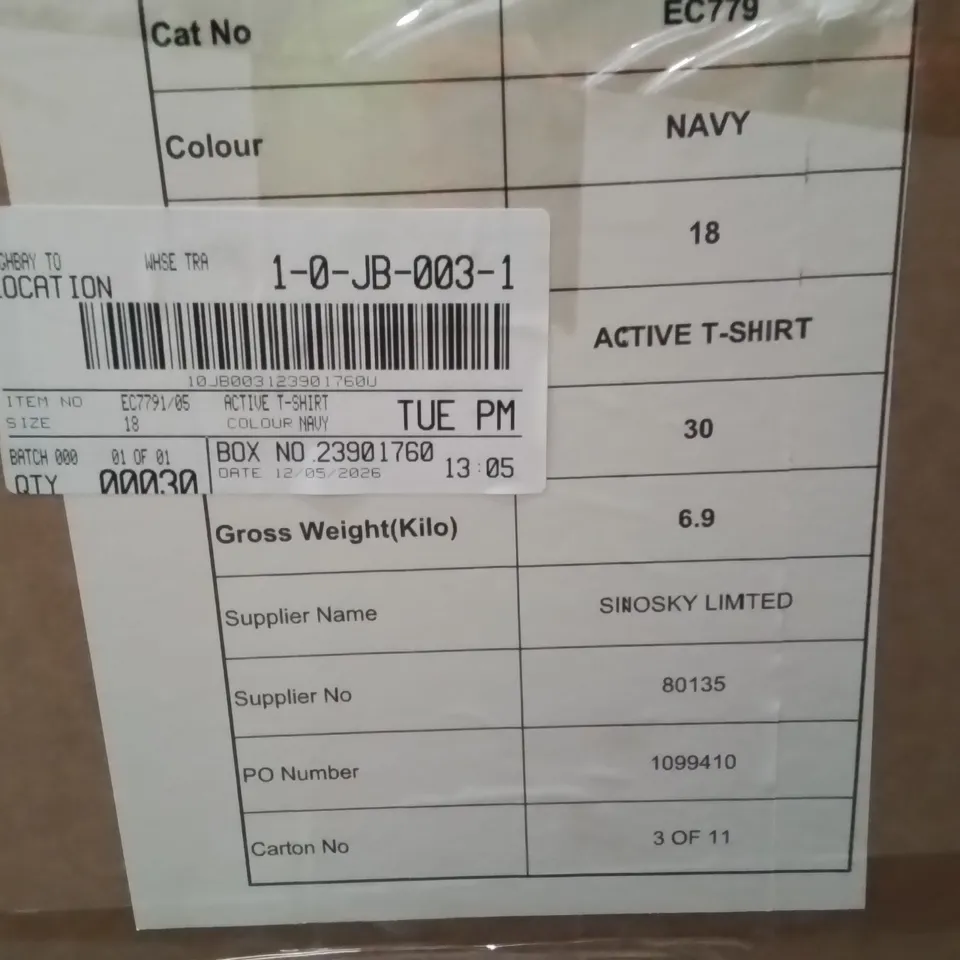 BOXED BRAND NEW APPROXIMATELY 30 SIMPLY BE ACTIVE T-SHIRT NAVY SIZE 18