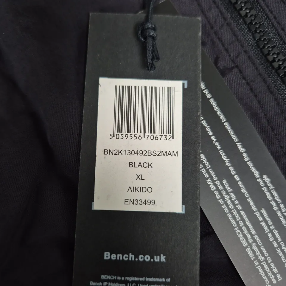 BENCH BLACK ZIP-FRONT JACKET XL, CHEST POCKET (BRAND TAG ATTACHED)