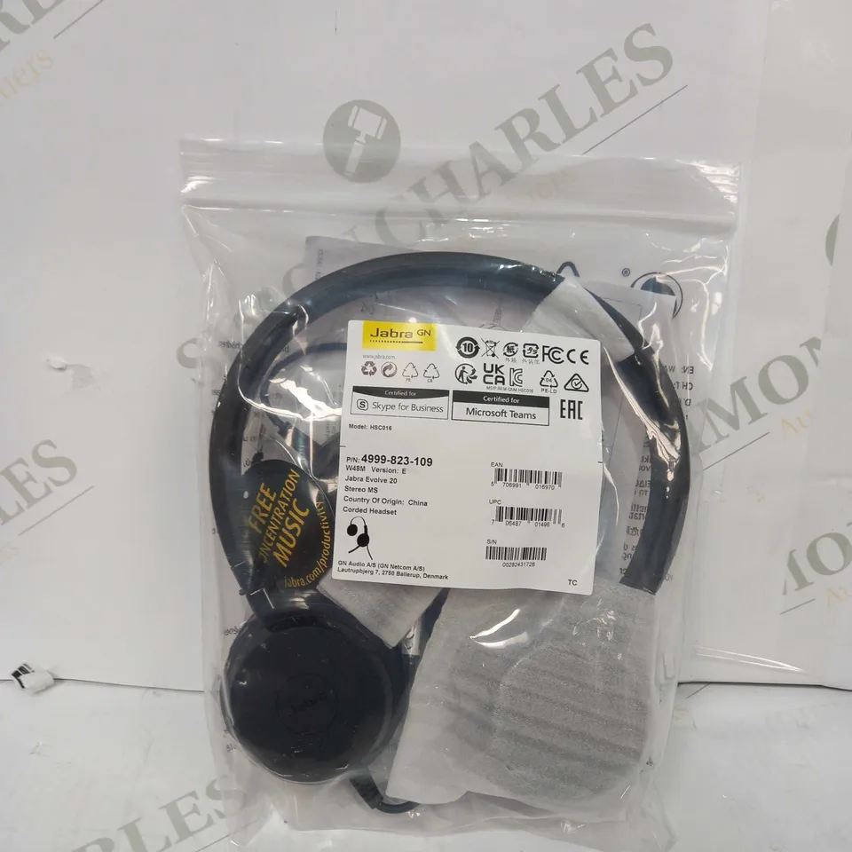 JABRA EVOLVE 20 MS TEAMS STEREO CORDED USB HEADSET