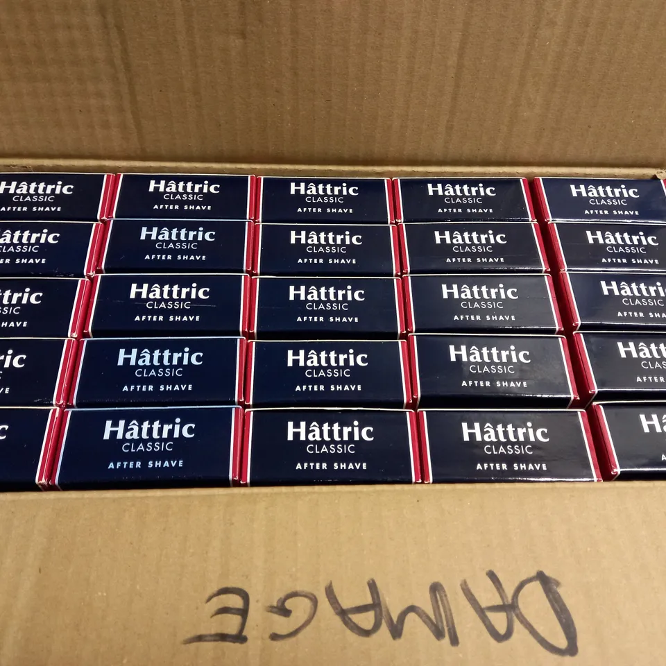 BOXED LOT OF 25 HATTRIC CLASSIC AFTERSHAVE 100ML
