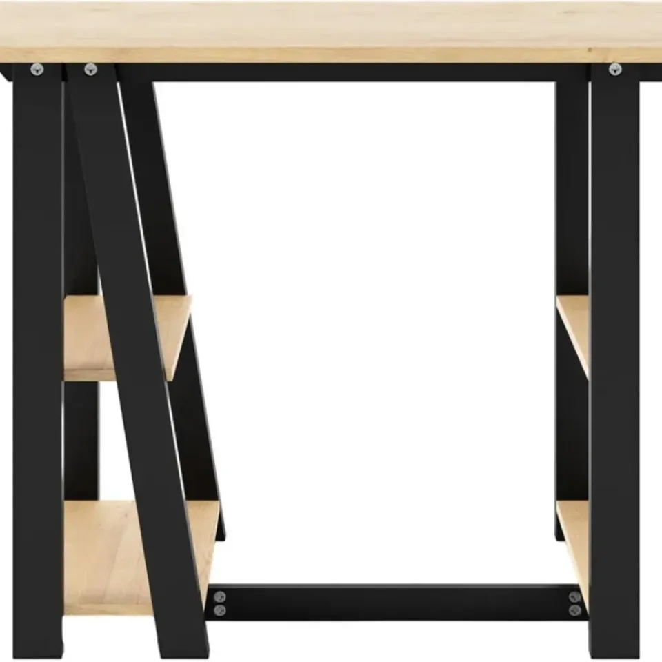 BOXED ALPHASON PENZANCE AW3140 DESK - BLACK & OAK (1 BOX)